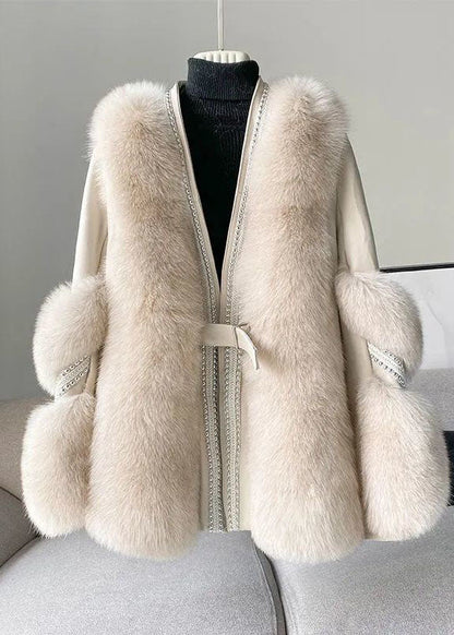 Women's V-neck Winter Jacket with Patchwork