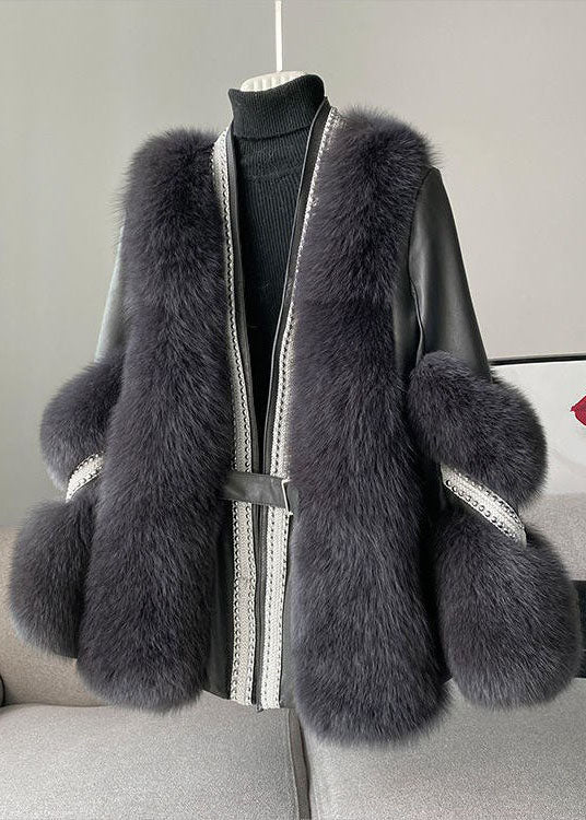 Women's V-neck Winter Jacket with Patchwork