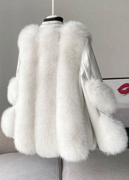 Women's V-neck Winter Jacket with Patchwork