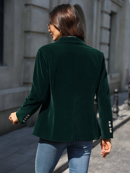 Women's Velvet Blazer with Gold Buttons