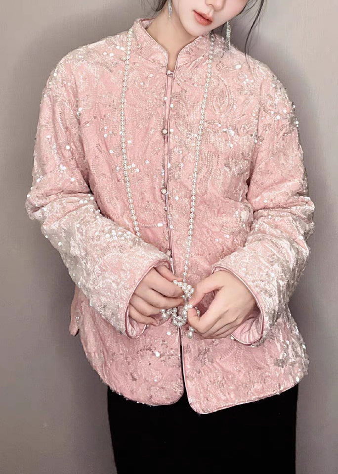 Women's Velvet Jacket with Sequins and Long Sleeves