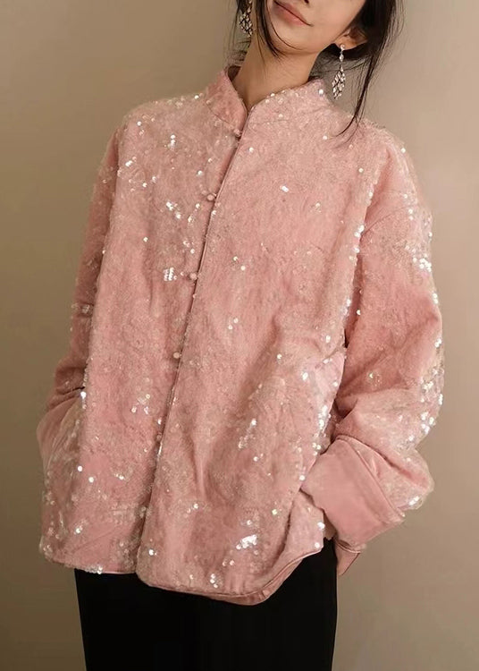 Women's Velvet Jacket with Sequins and Long Sleeves
