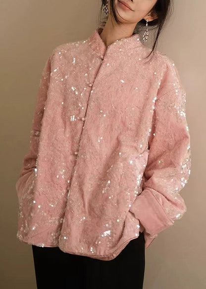 Women's Velvet Jacket with Sequins and Long Sleeves