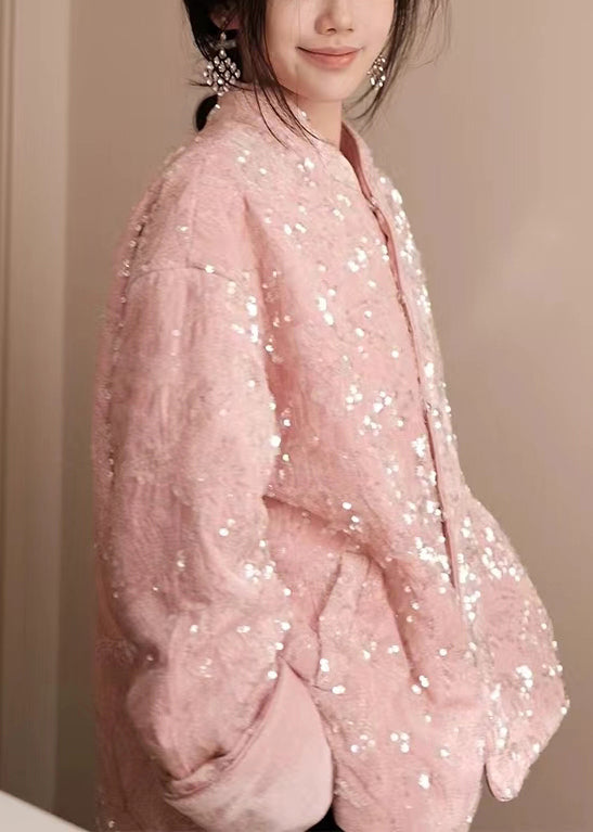 Women's Velvet Jacket with Sequins and Long Sleeves