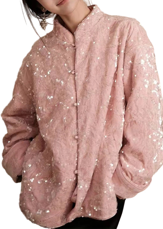 Women's Velvet Jacket with Sequins and Long Sleeves