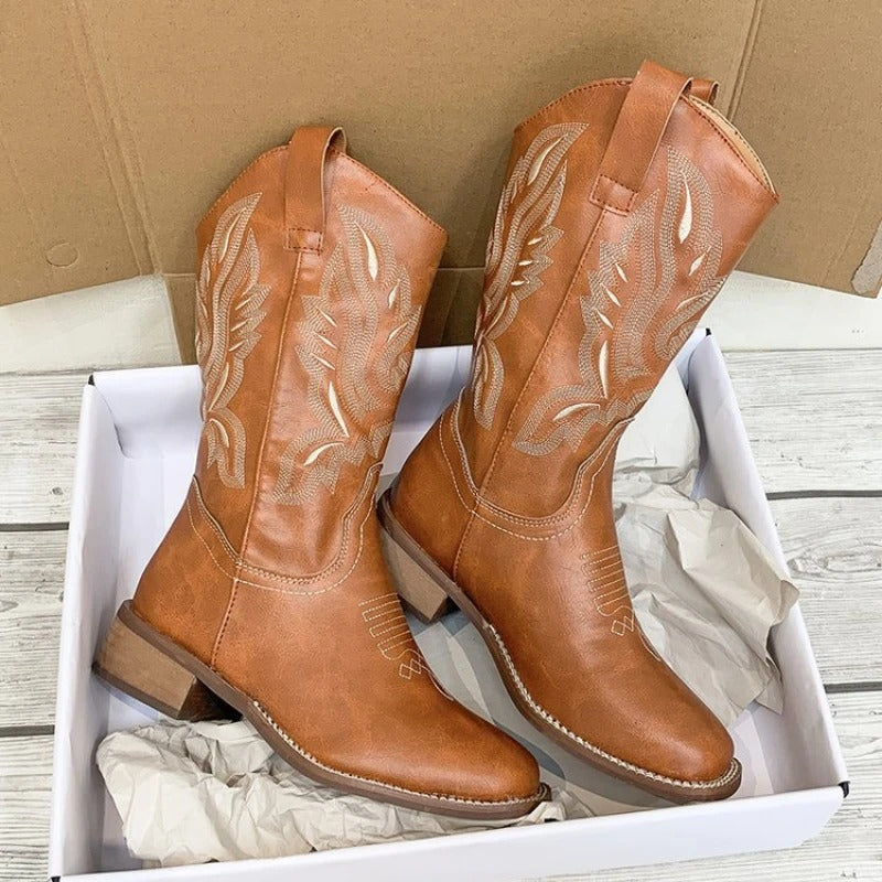 Women's Vintage Embroidered Cowboy Boots