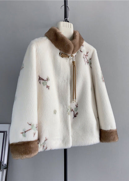 Women's Vintage Jacket with Stand-up Collar and Tassels