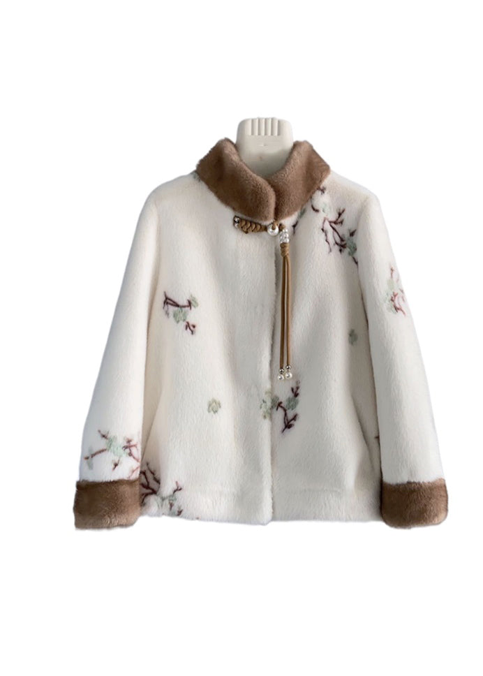Women's Vintage Jacket with Stand-up Collar and Tassels