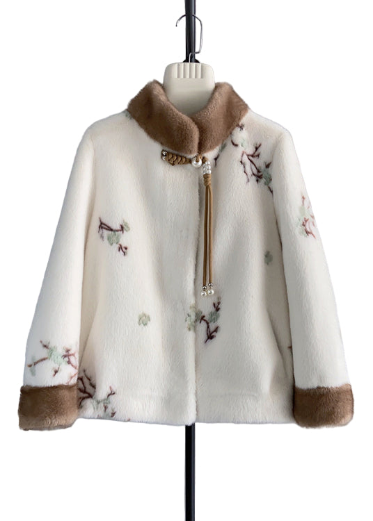 Women's Vintage Jacket with Stand-up Collar and Tassels