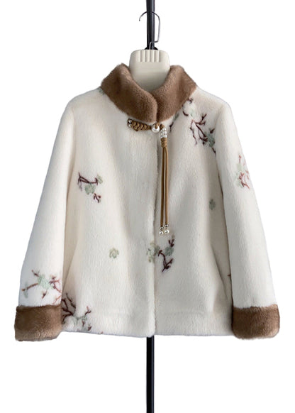Women's Vintage Jacket with Stand-up Collar and Tassels