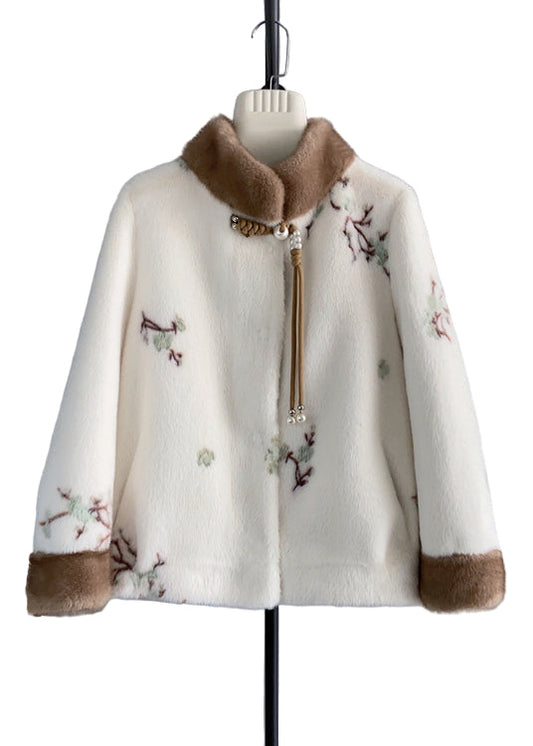 Women's Vintage Jacket with Stand-up Collar and Tassels