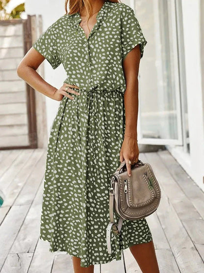Women's Vintage Summer Dress With Mid Sleeves and Leopard Print
