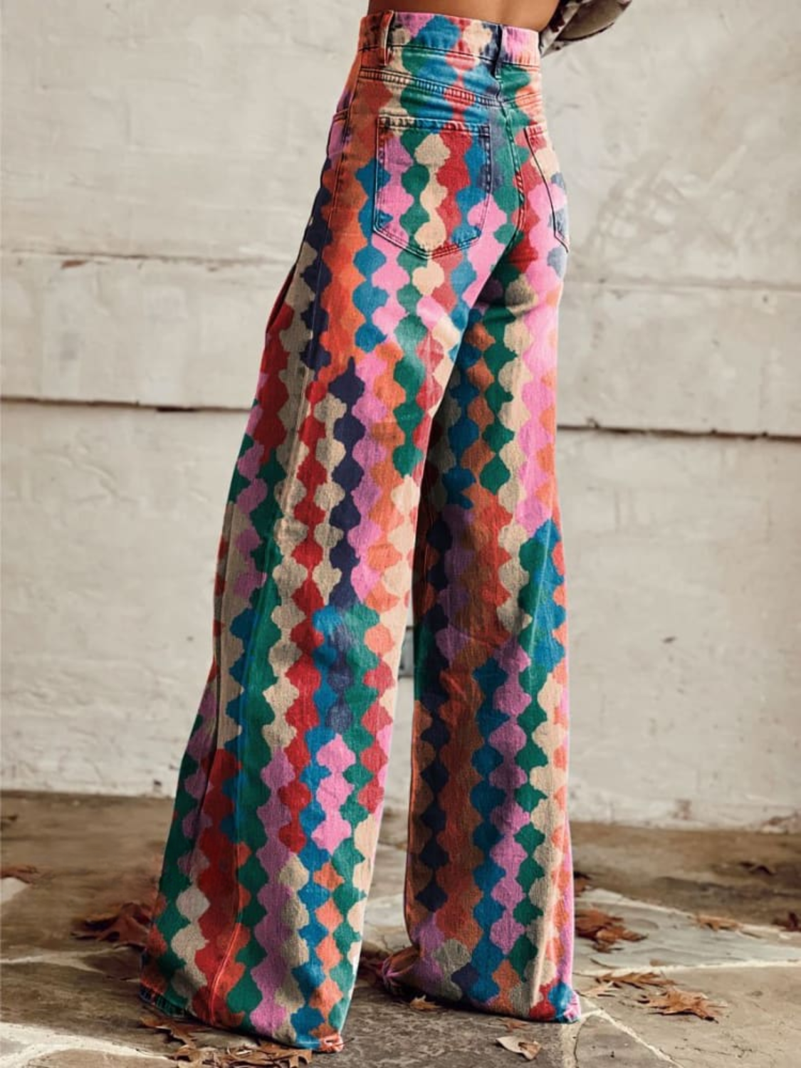 Women's Vintage Wide Trousers With Print