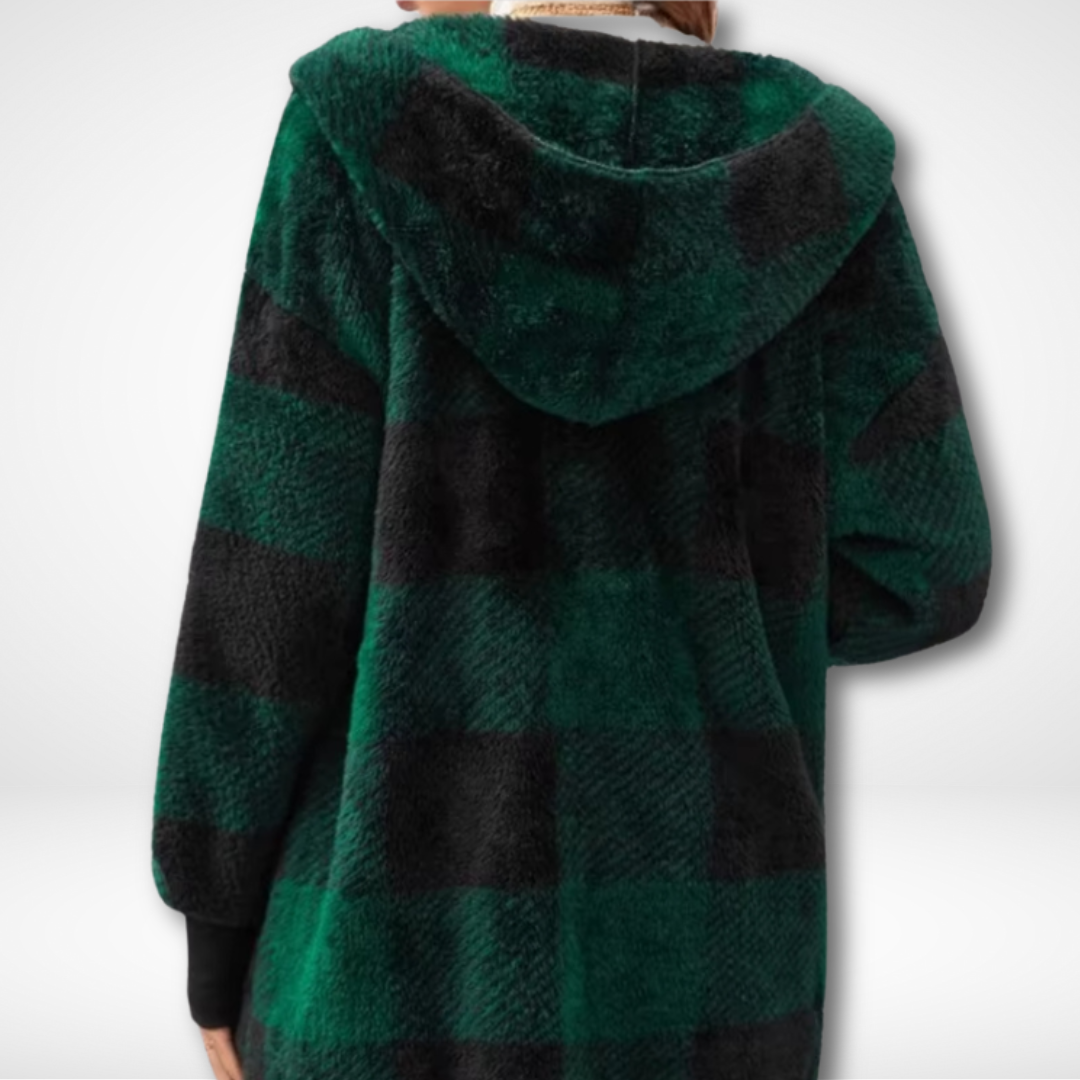 Women's Waterproof Cardigan with Checkered Pattern