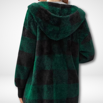 Women's Waterproof Cardigan with Checkered Pattern