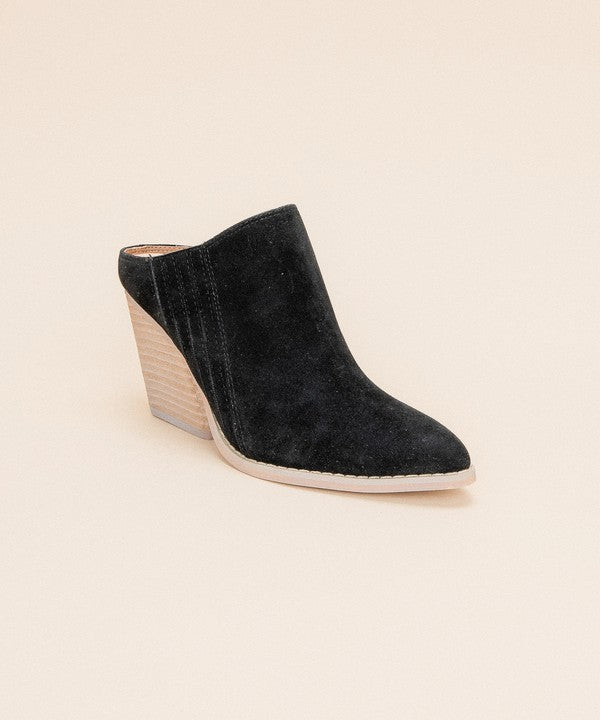 Women's Wedge Mule Chunky Heel Open Back