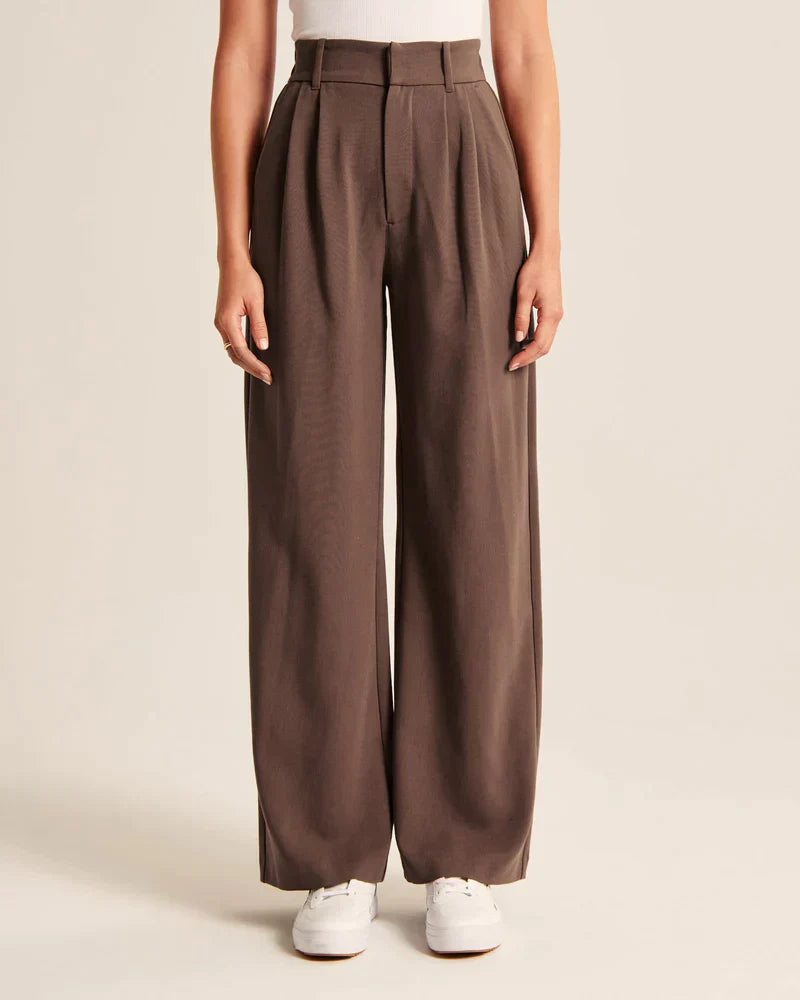 Women's Wide Flared Trousers Waisted Polyester