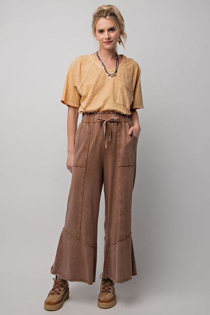 Women's Wide Trousers Terry Knit Comfortable Pants Wide Leg