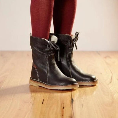 Women's Winter Boots Waterproof Leather Style with Soft Lining and Sturdy Sole