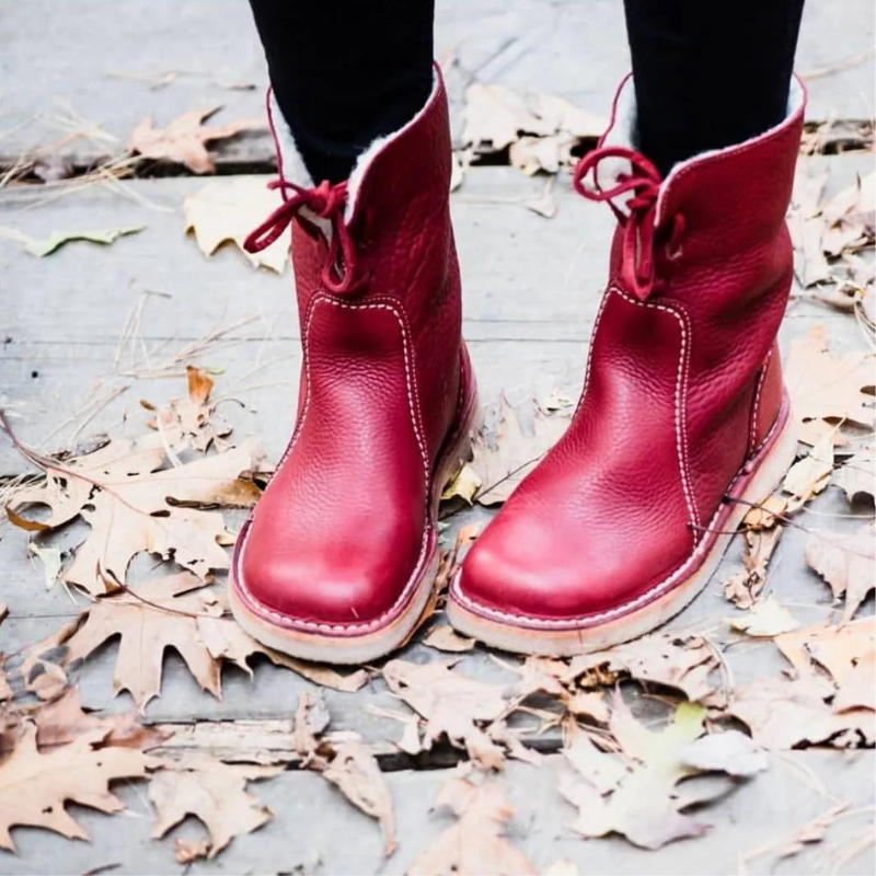 Women's Winter Boots Waterproof Leather Style with Soft Lining and Sturdy Sole