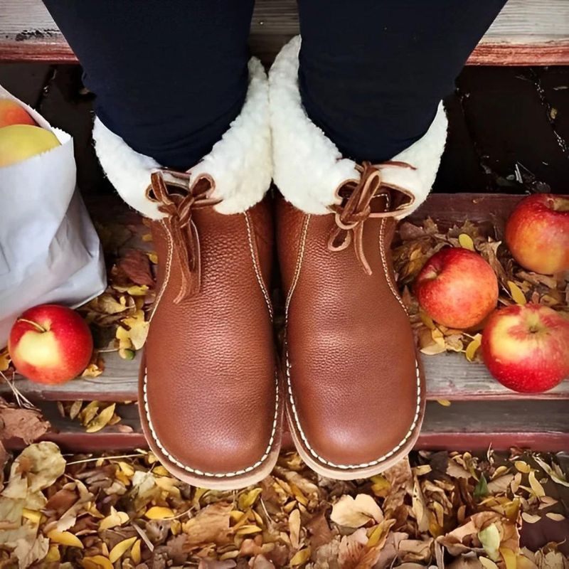 Women's Winter Boots Waterproof Leather Style with Soft Lining and Sturdy Sole