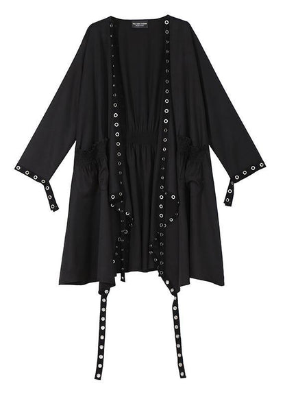 Women's Winter Coat Cape-Style Plain Black