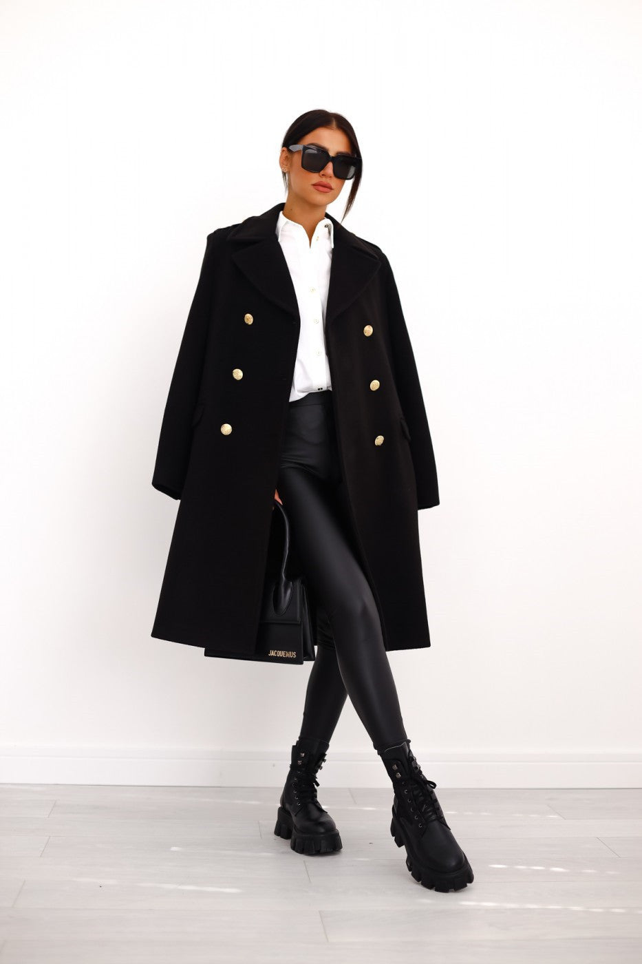 Women's Winter Coat Trench Coat With Double Row Of Buttons