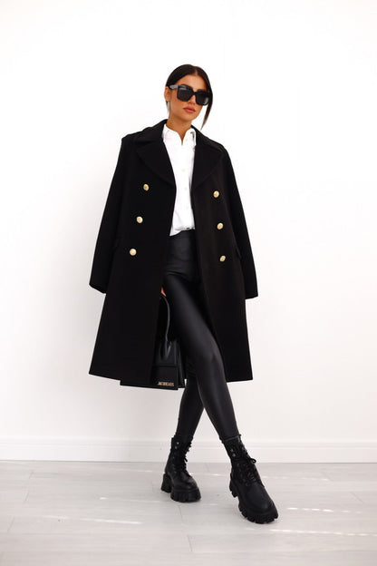 Women's Winter Coat Trench Coat With Double Row Of Buttons