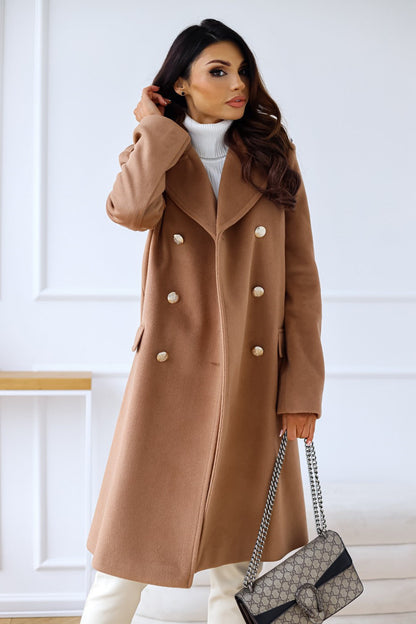 Women's Winter Coat Trench Coat With Double Row Of Buttons