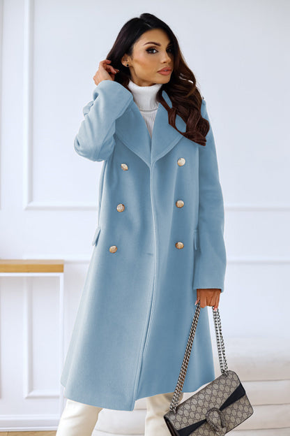 Women's Winter Coat Trench Coat With Double Row Of Buttons