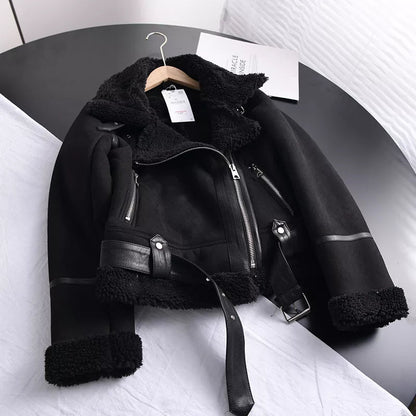 Women's Winter Coat in Suede Look with Unique Design