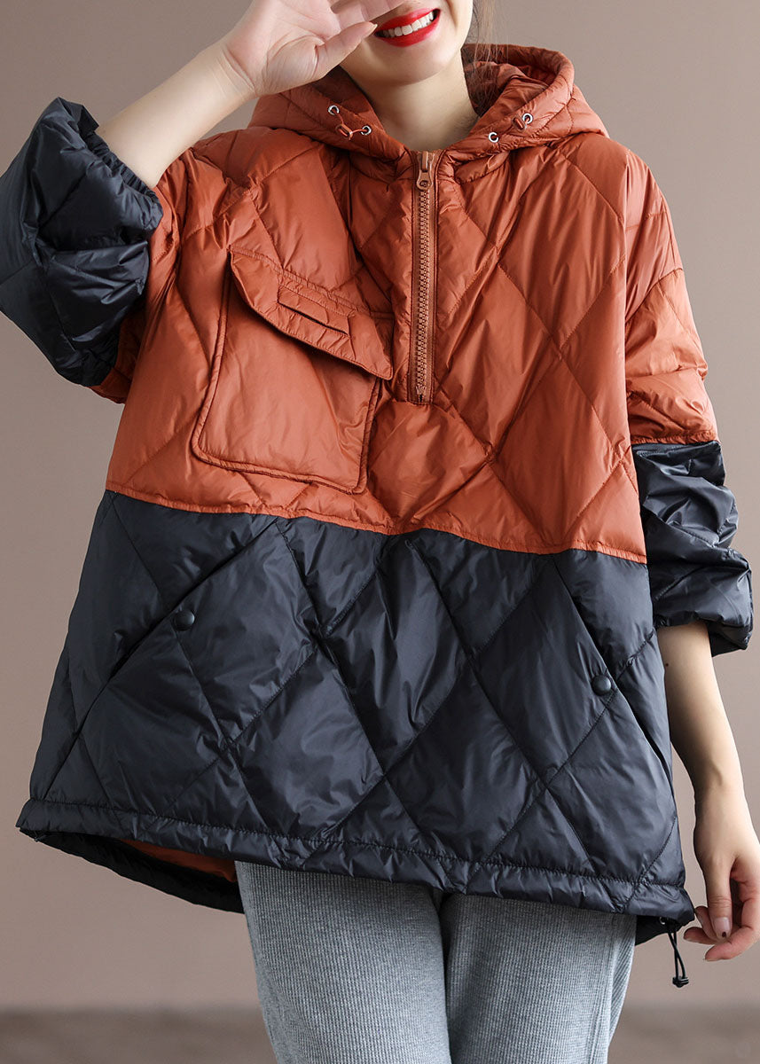 Women's Winter Down Jacket with Hood in Boho Style