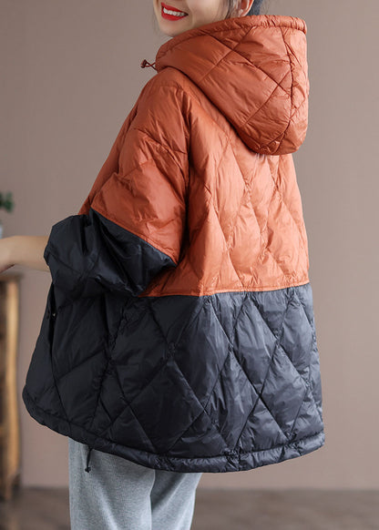 Women's Winter Down Jacket with Hood in Boho Style