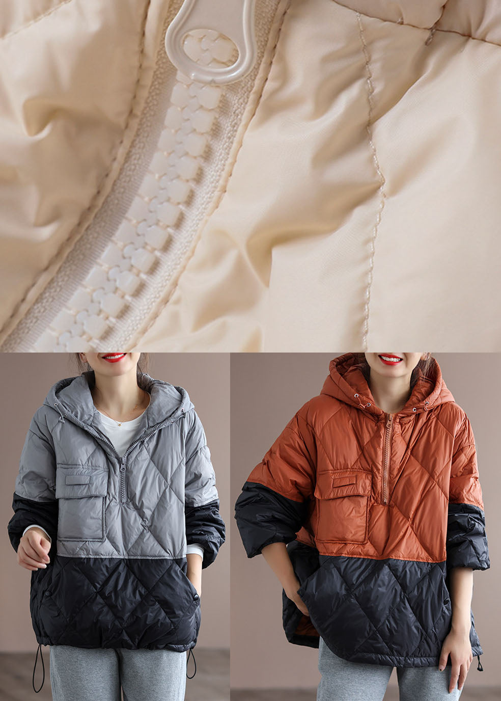 Women's Winter Down Jacket with Hood in Boho Style