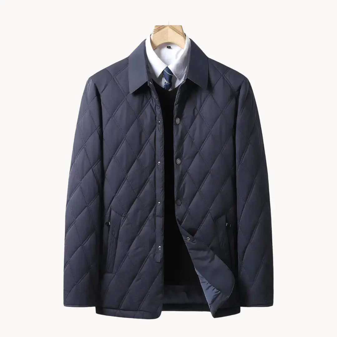 Women's Winter Jacket with Step Pattern and Water-resistant Features