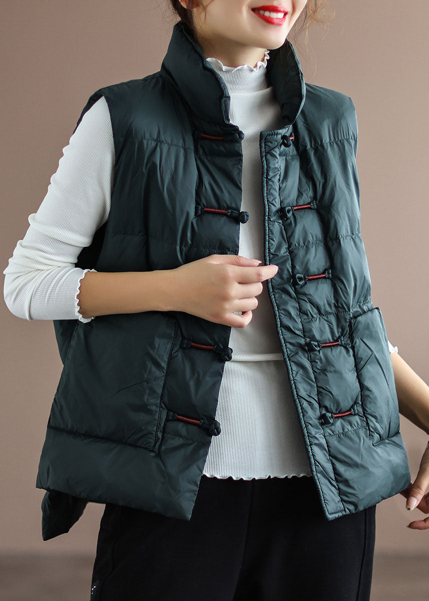 Women's Winter Puffer Cardigan with Standing Collar and Pockets