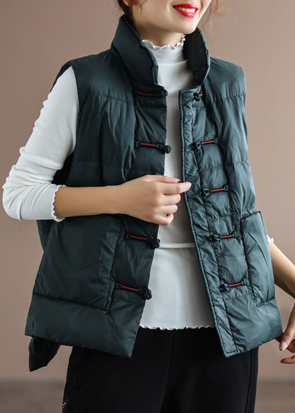 Women's Winter Puffer Cardigan with Standing Collar and Pockets
