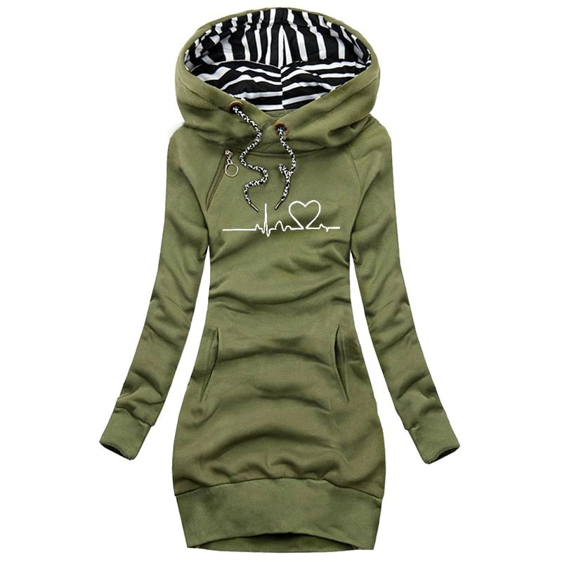 Women's Winter Pullover With Heartbeat Design