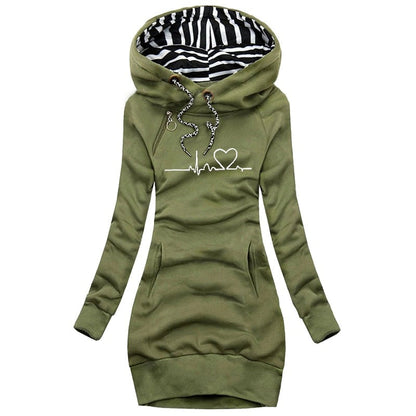 Women's Winter Pullover With Heartbeat Design