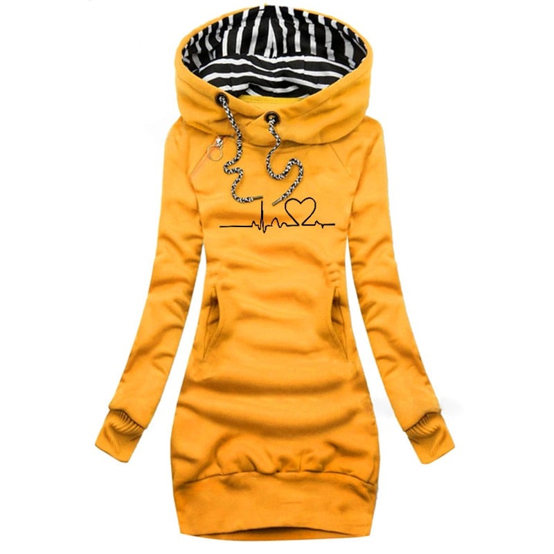 Women's Winter Pullover With Heartbeat Design