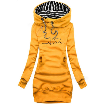 Women's Winter Pullover With Heartbeat Design