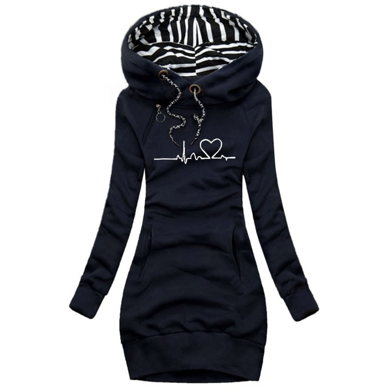 Women's Winter Pullover With Heartbeat Design