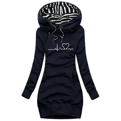 Women's Winter Pullover With Heartbeat Design