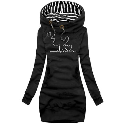 Women's Winter Pullover With Heartbeat Design