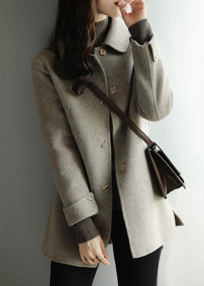 Women's Wool Jacket with Peter Pan Collar and Pockets