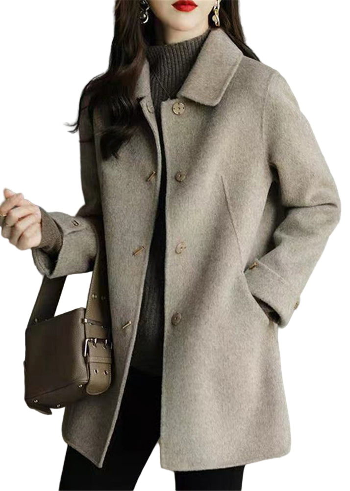 Women's Wool Jacket with Peter Pan Collar and Pockets