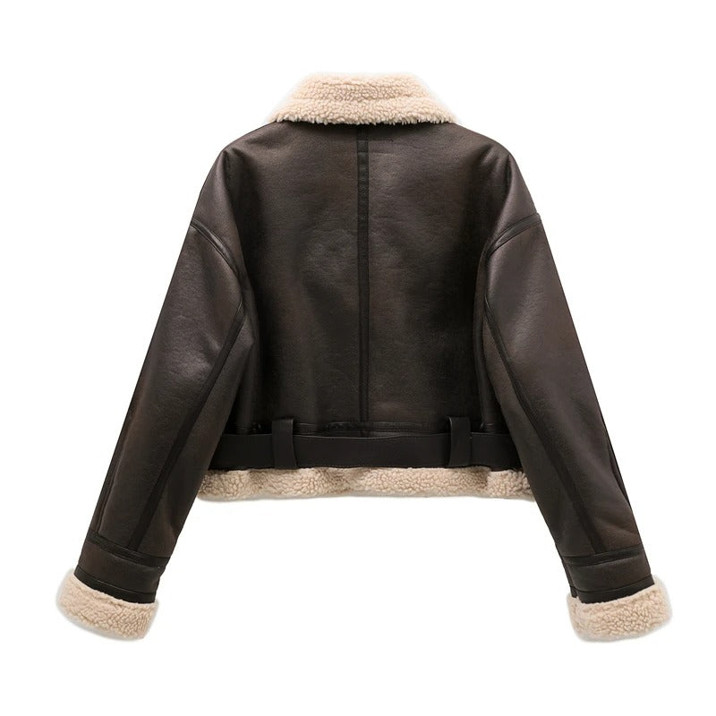 Women's coat Vintage Belt Hem
