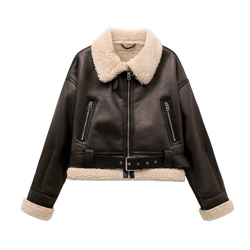 Women's coat Vintage Belt Hem