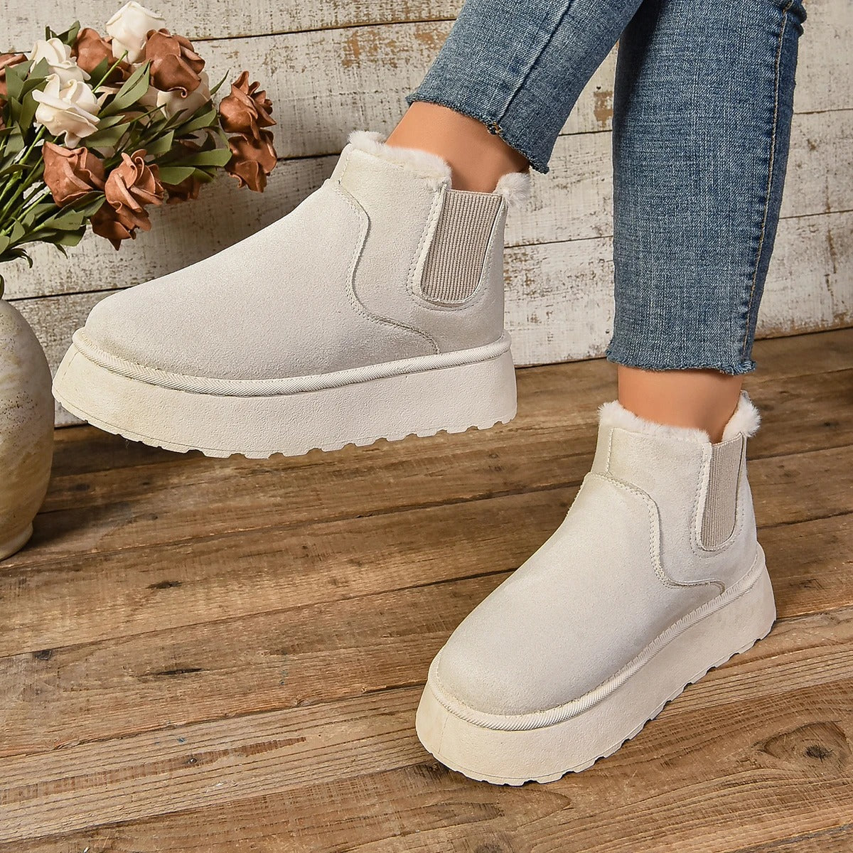 Women's fur plush ankle boots