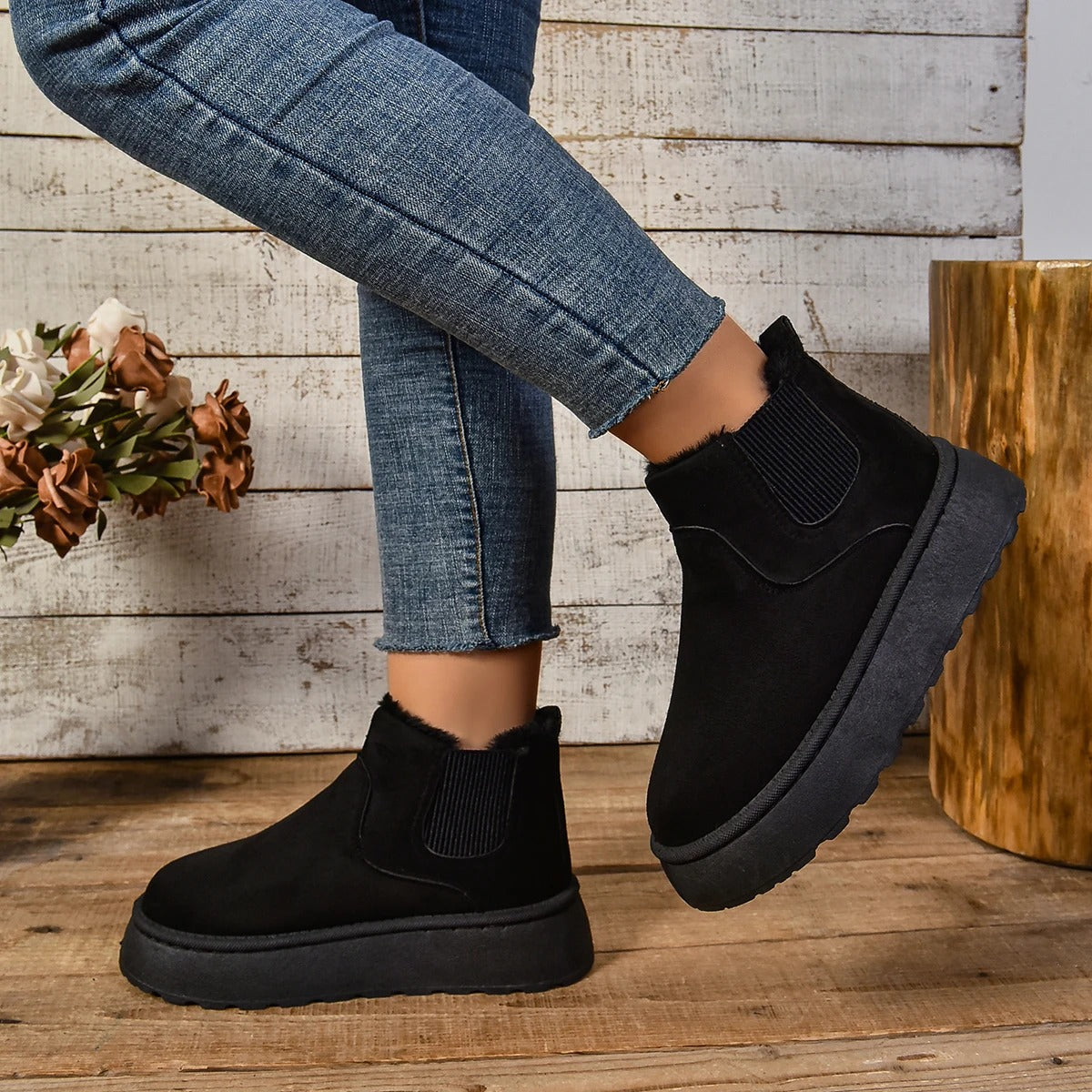 Women's fur plush ankle boots
